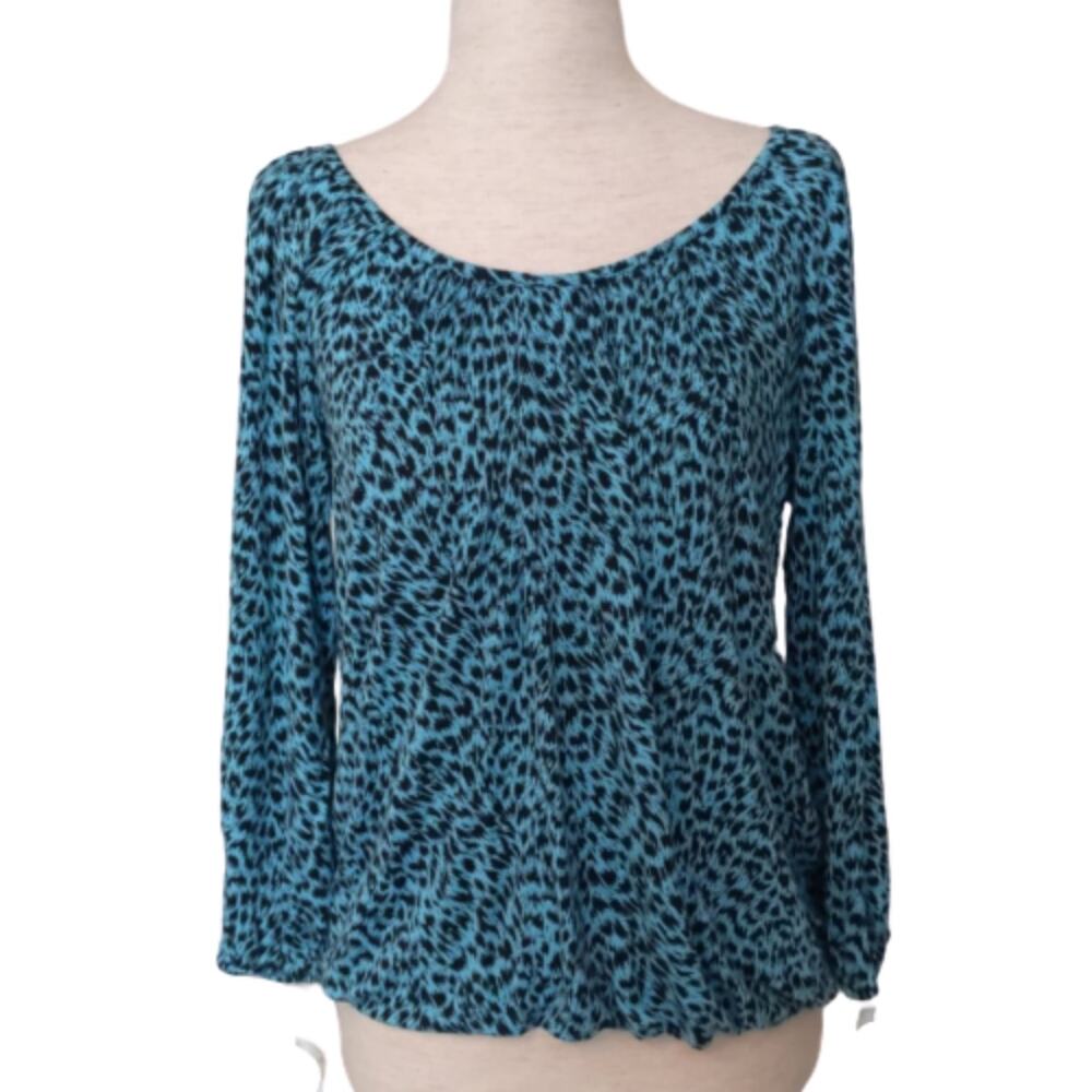 Michael Kors 3/4 Sleeve Top Size XS Teal Animal Print